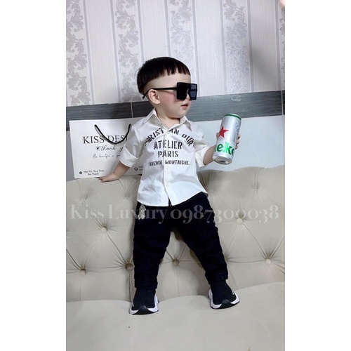 SIZE ĐẠI 25-38KG: Áo sơ mi trắng cực phong cách cho bé trai - SMT