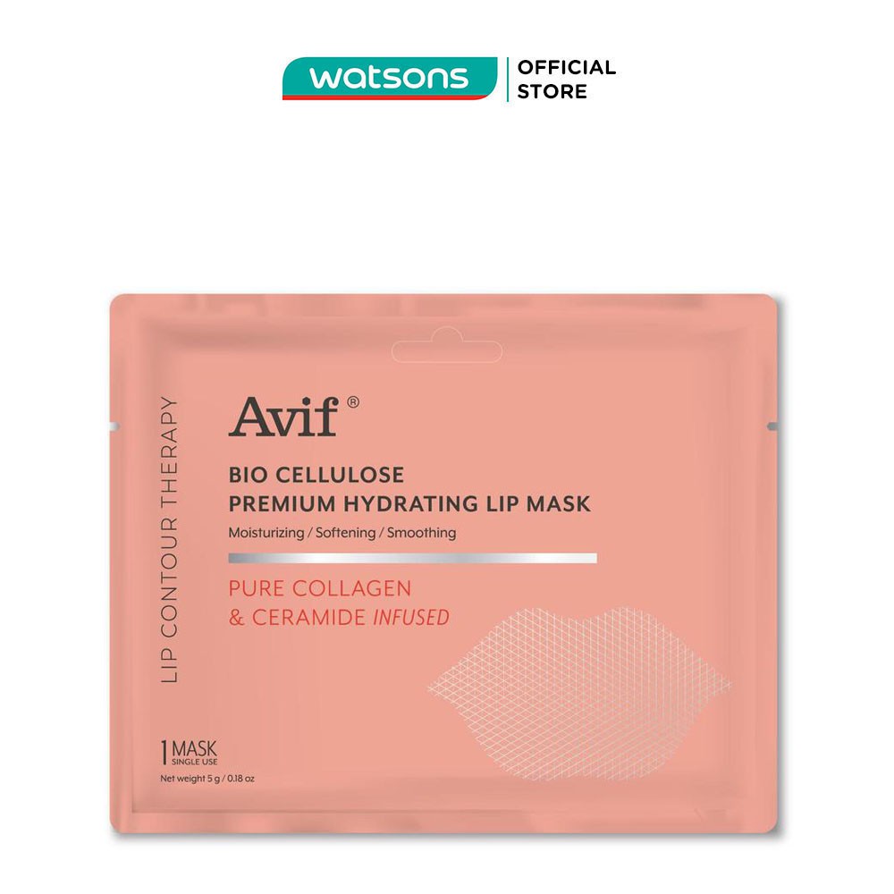 Mặt Nạ Dưỡng Môi Avif Bio Cellulose Premium Hydrating Lip Mask Cấp Ẩm Và Mềm Môi 5g