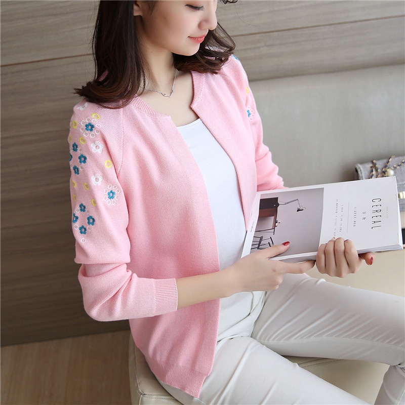 Áo Len Nữ Cardigan Áo Khoác Len Kiểu Hàn Quốc Thêu Hoa ALN020 ShopMaySG Hàng Chất Lượng Và Có Sẵn