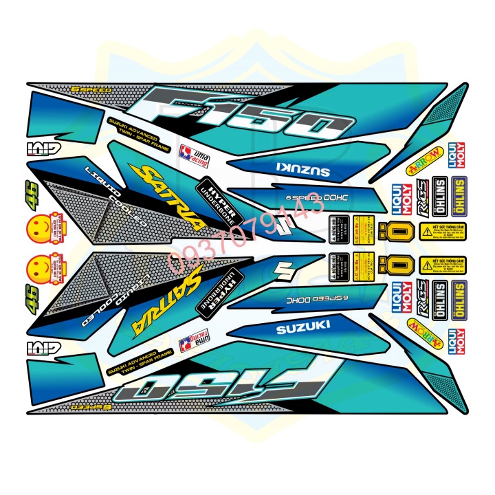 ( Quí khách vui lòng mang ra tiệm cho thợ dán ) Tem satria fi chất liệu Crom