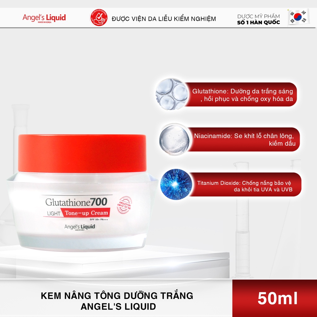 Kem Dưỡng Trắng Da Nâng Tone, Chống Nắng Angel Liquid Glutathione 700 Light Tone Up Cream (Ngày) 50ml