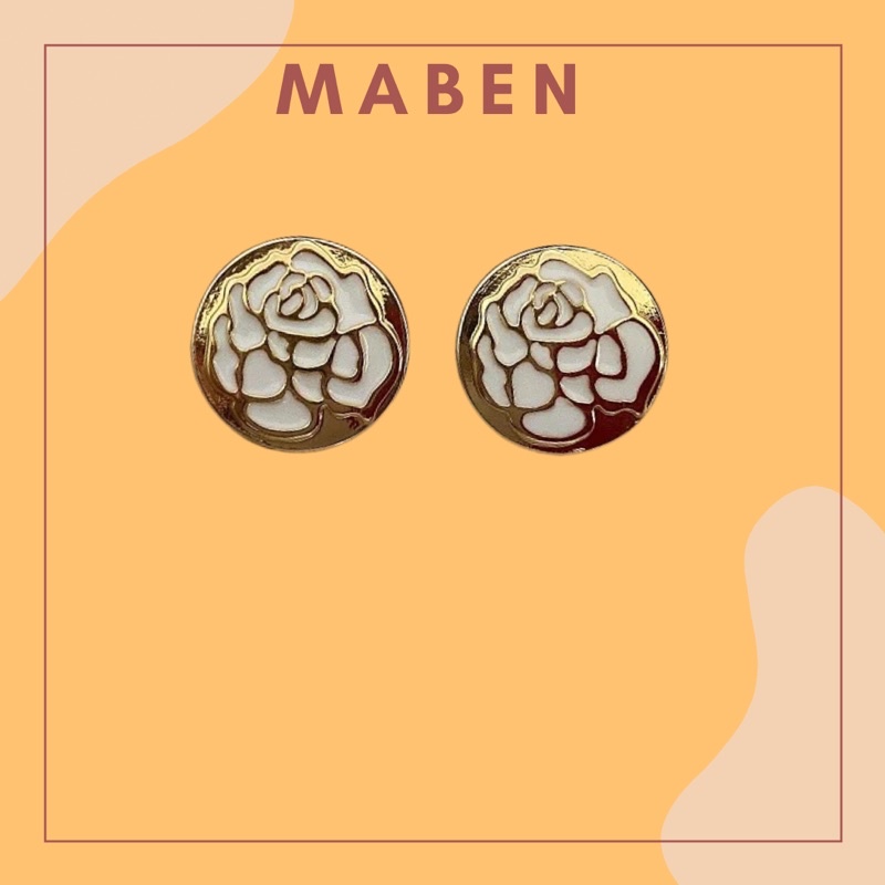 Khuyên tai hoa hồng tròn vintage - Maben