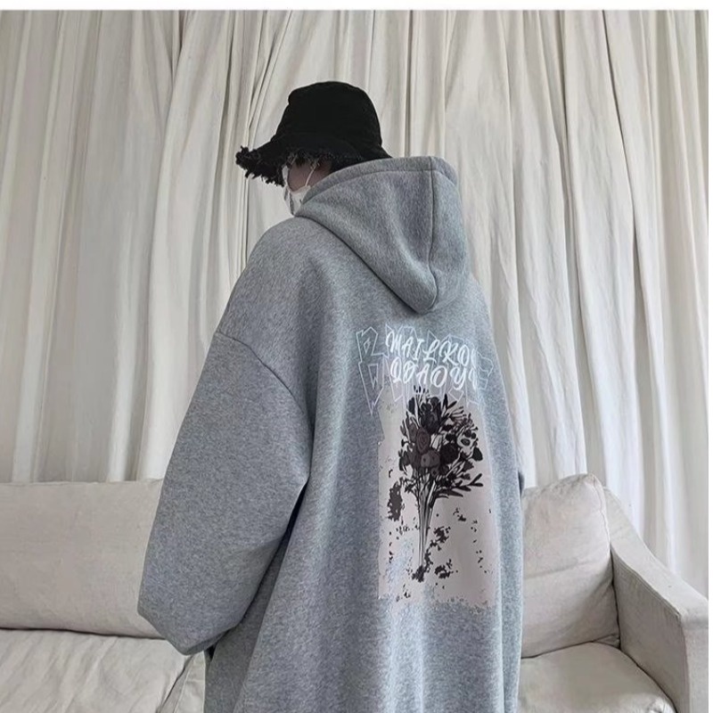 Áo Sweater Dáng Rộng Tay Dài In Hình Bó Hoa Cổ Điển Thời Trang Mùa Thu Cho Nam Và Nữ