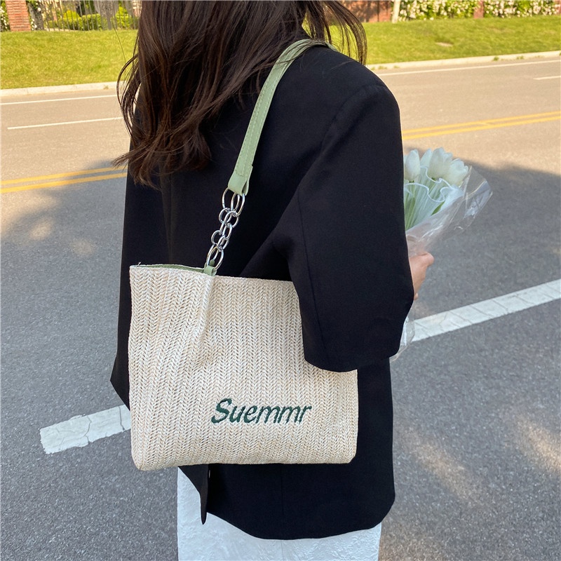 Túi Xách Đan Cói Cỡ Lớn Thiết Kế Mới Thời Trang Theo Phong Cách Âu Mỹ Cho Nữ