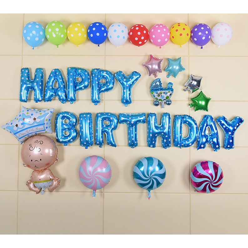 [Tặng 50 bóng bay mini] Set 13 chữ HAPPY BIRTHDAY trang trí sinh nhật - shop BÉ MẦM 06 HCM