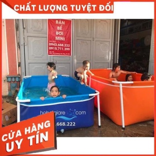 Bể bơi mini, bể bơi cho bé, bể bơi thanh kim loại, bể bơi lắp ghép kích thước 1x1.6x0.6m, bạt pvc 0.6mm ....