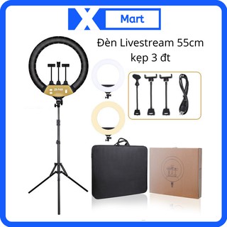 Đèn LED Livestream 55cm ZB-F448 size cực đại công suất lớn - Đèn Livestream có 3 kẹp điện thoại và remote điều khiển