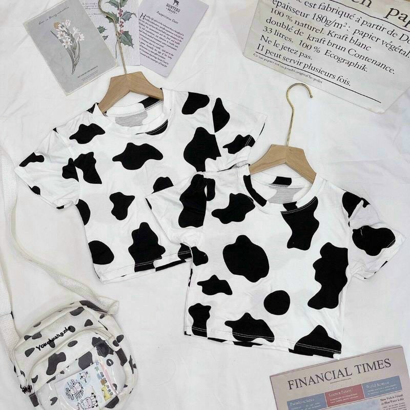 ÁO CROPTOP ÔM BODY IN HÌNH BÒ SỮA CÁ TÍNH