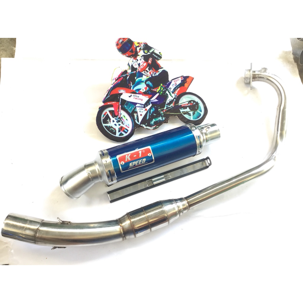 Pô K1 XANH cả cổ bầu hơi inox exicter, winer, sonic, raider, satria, gsx, fz, tfx, cbr, r15,...