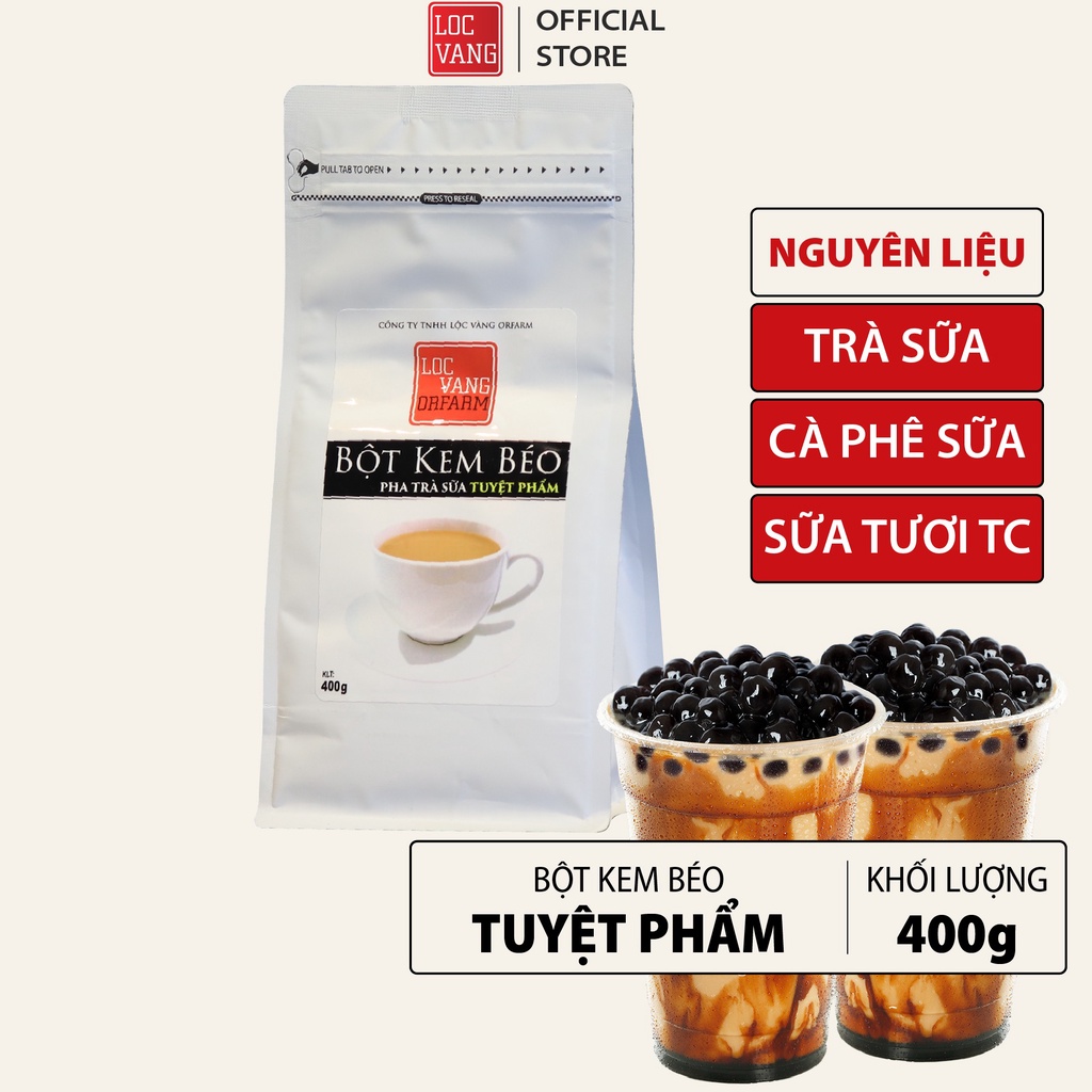 Bột Kem Béo Nguyên Liệu Làm Trà Sữa Trân Châu Tự Pha TUYỆT PHẨM 400g