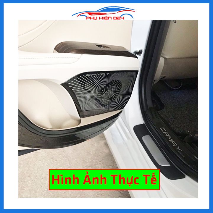 Bộ ốp bậc cửa trong ngoài nẹp bước chân Camry 2019-2020-2021 vân Titan chống trầy trang trí xe