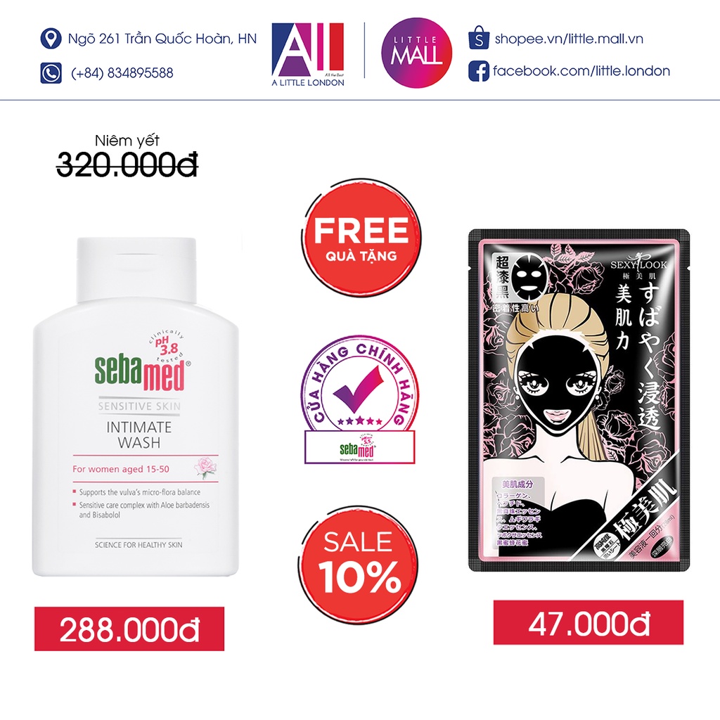 Dung dịch vệ sinh phụ nữ Sebamed pH 3.8 Balance Intimate Wash TẶNG mặt nạ Sexylook (Nhập khẩu)