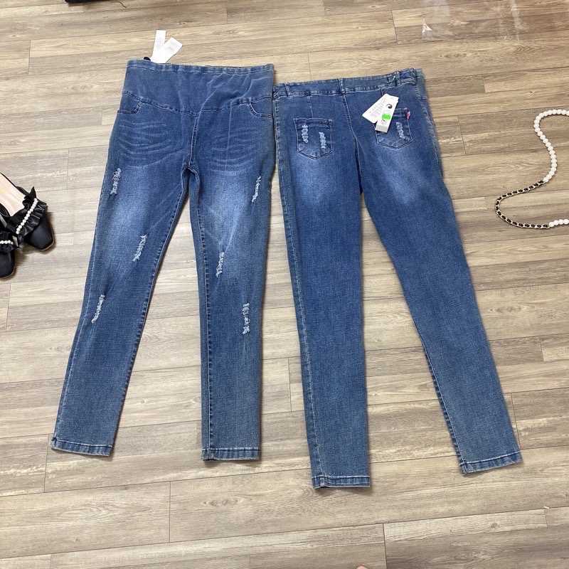 Quần jean Bầu☘️Hàng loại 1☘️ảnh thật shop mặc chụp☘️chất siêu mềm đẹp☘️có co gian nhẹ☘️chun chỉnh bụng theo từng thai kì