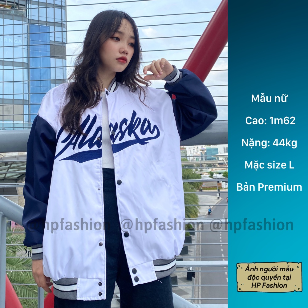 Áo bomber Varsity Jacket form rộng Alaska vải dù cao cấp ❤️ Áo khoác bóng chày dáng Unisex nam nữ D09 - Happy Style