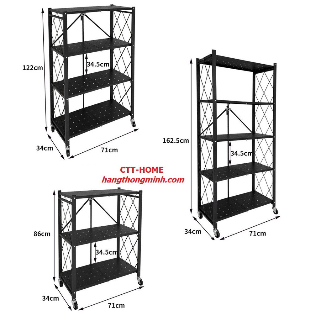 Kệ Để Đồ Đa Năng Gấp Gọn 5 Tầng Thông Minh Có Bánh Xe - Đựng Đồ Nhà Bếp