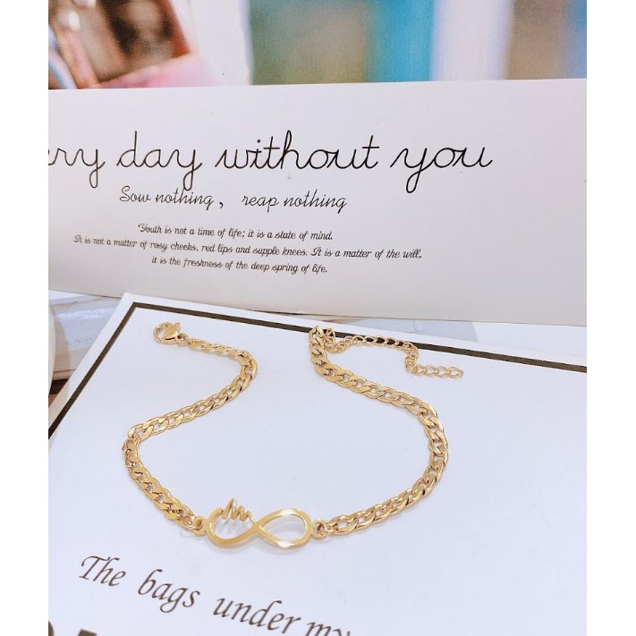 Lắc chân thời trang titan xích nhịp tim vô cực TT6106