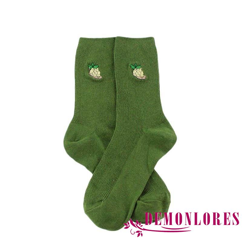 Vớ Dệt Kim Cổ Cao Co Giãn Thêu Họa Tiết Trái Cây Dễ Thương Thời Trang Mùa Đông Cho Nữ