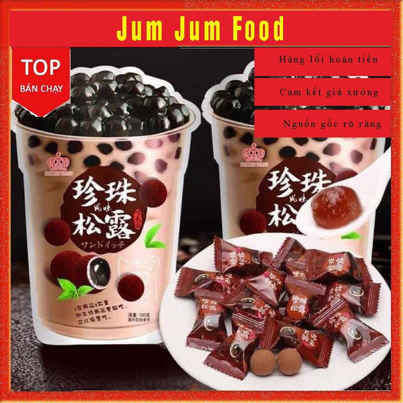 &lt; Date dài &gt; KẸO TRÀ SỮA TRÂN CHÂU ĐƯỜNG ĐEN ĐÀI LOAN GÓI 120g jumjumfood