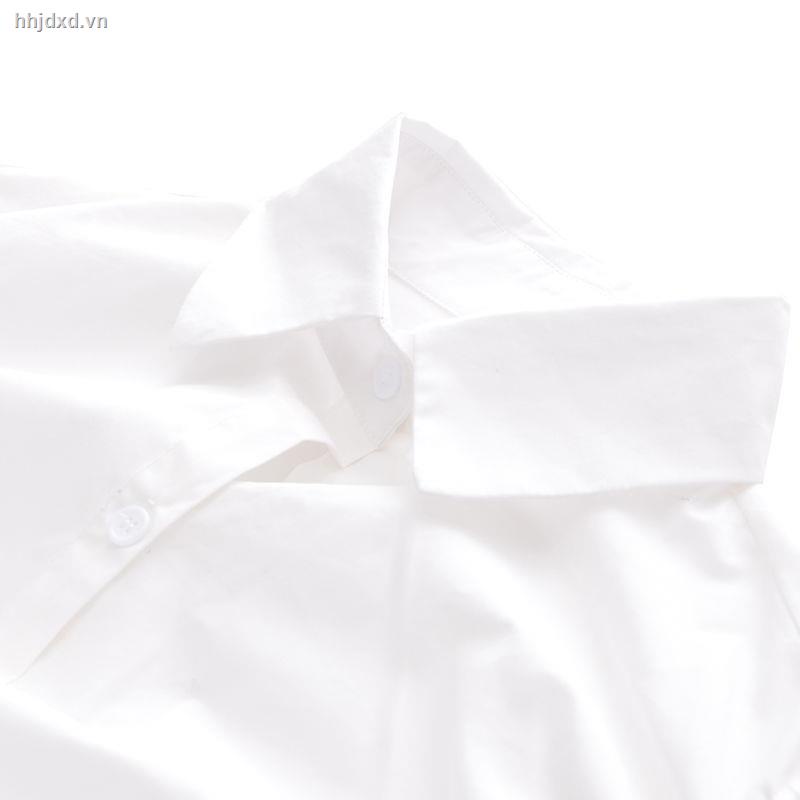 Áo sơ mi trắng thiết kế dây rút phong cách Hong Kong thời trang mùa thu mới cho nữ 2021