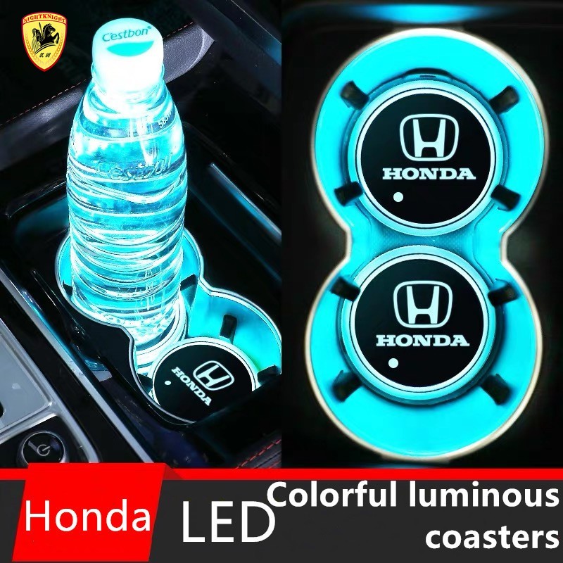 Tấm lót cốc nước có đèn led nhiều màu dành cho xe Honda City Jazz Civi