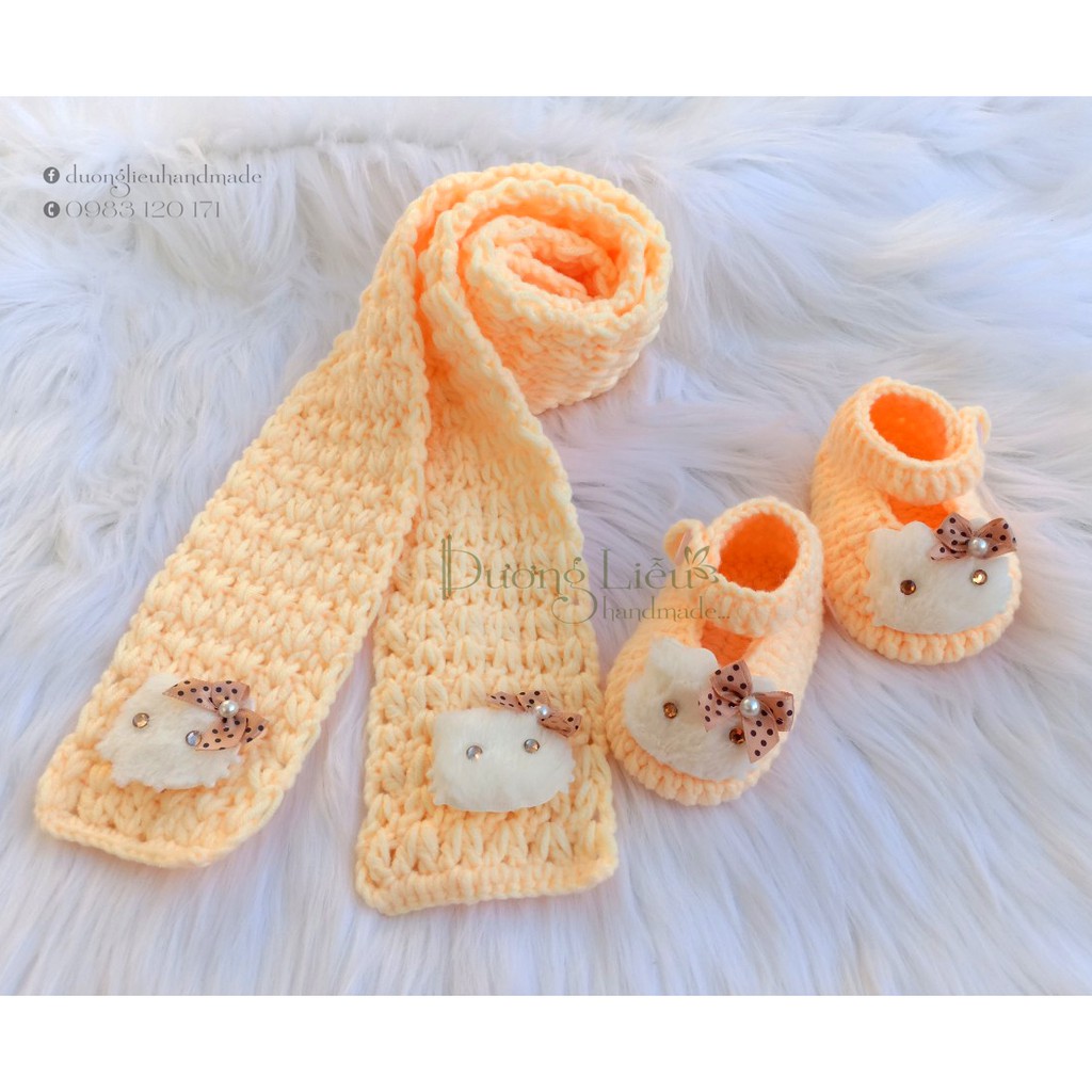 COMBO GIÀY VÀ KHĂN LEN CHO BÉ GÁI 0 - 12 THÁNG