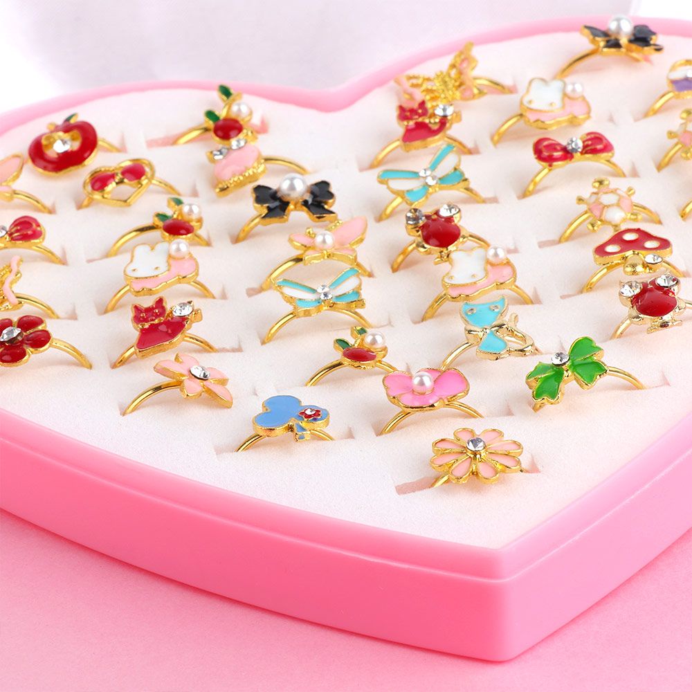 Bộ 36 nhẫn đồ chơi hoạt hình nhiều màu sắc cho bé gái