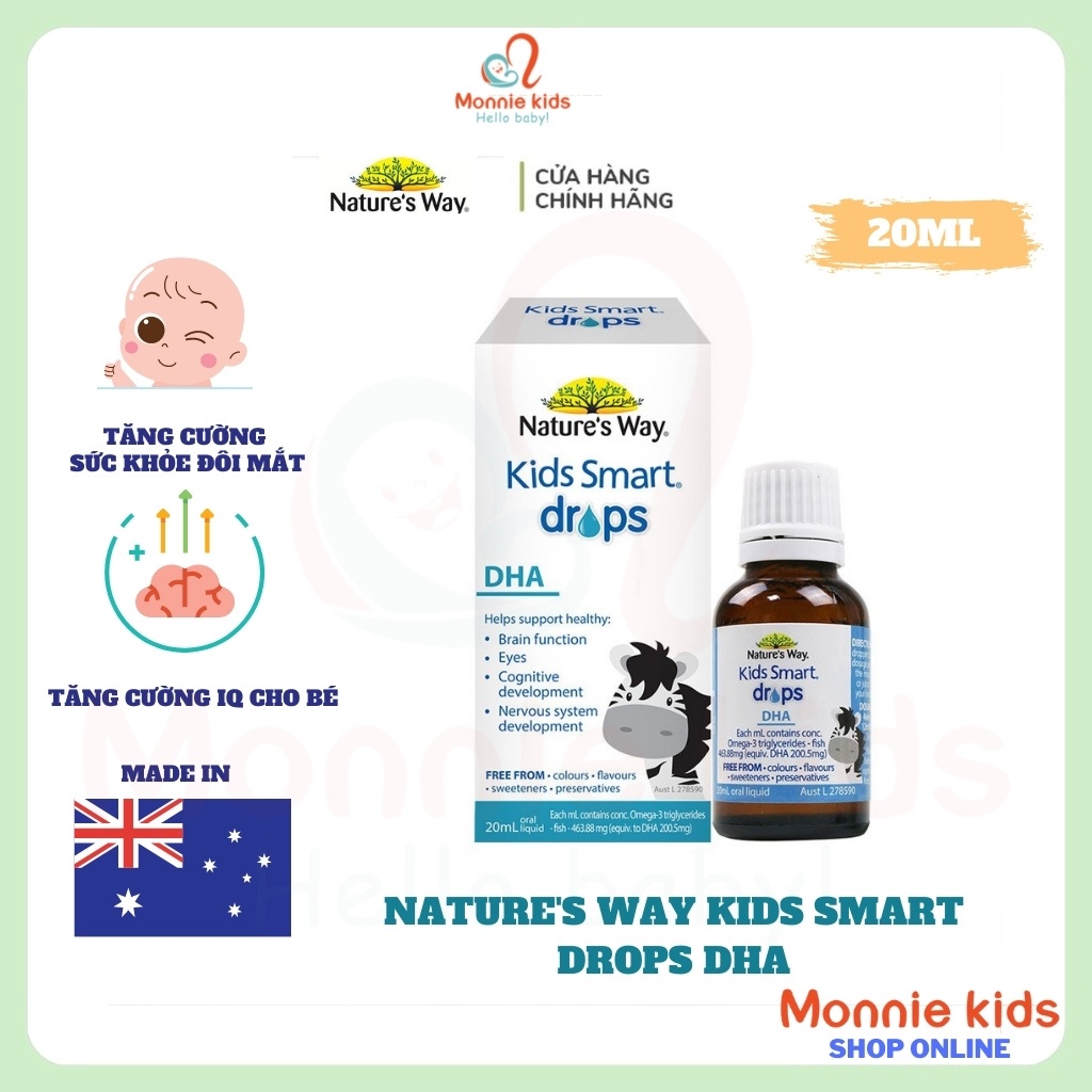 DHA dạng giọt Nature’s Way Kids Smart DHA Drops, Úc (20ml) tăng chỉ số IQ cho trẻ