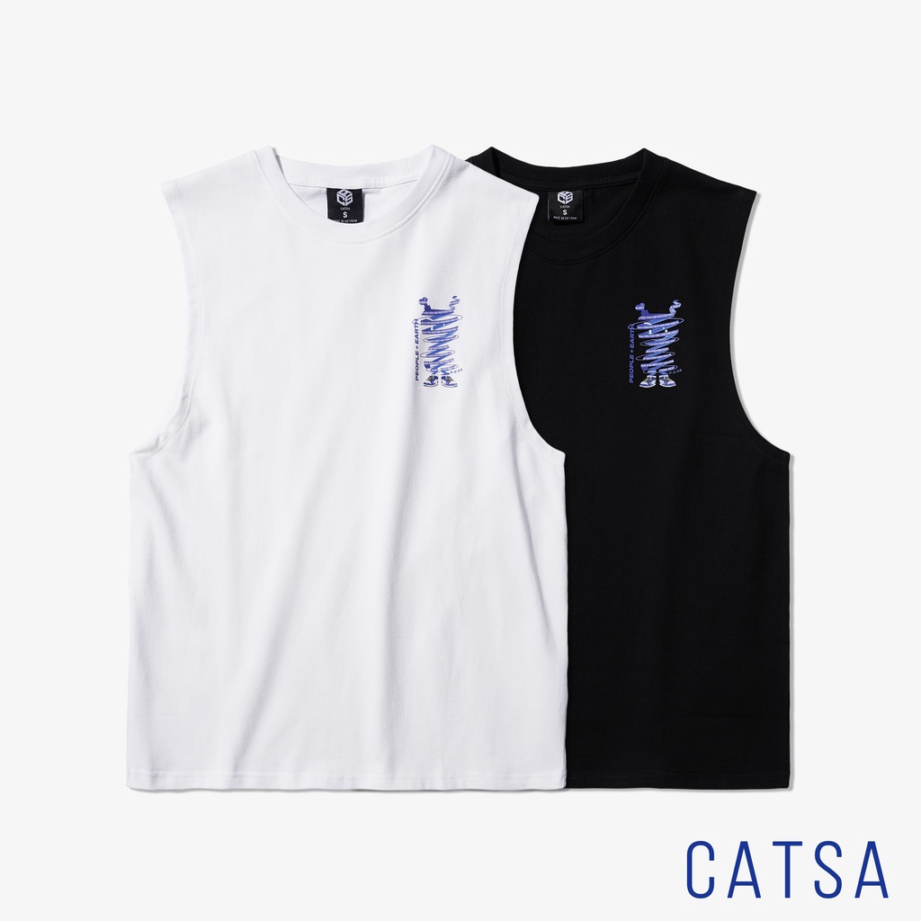 Áo thun tanktop nam CATSA ba lỗ form oversize, thun cotton mềm mại mặc thoải mái, thoáng mát ATT036-ATT039