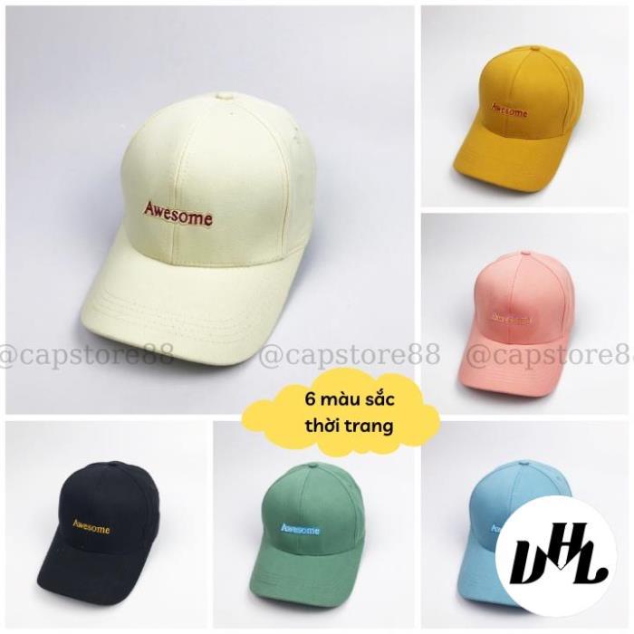 Mũ lưỡi trai VHL Store, nón kết kaki thêu chữ Awesome cao cấp thời trang nam nữ
