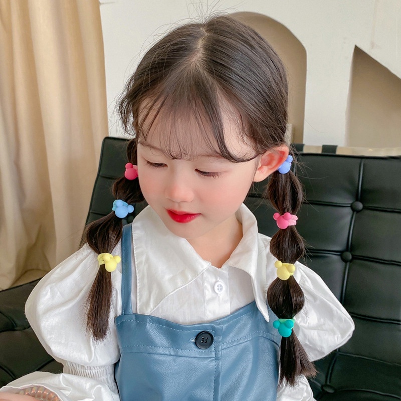 Bộ 10 Dây Cột Tóc Cao Su Đính Nơ/Ngôi Sao/Hoạt Hình Dễ Thương Cho Bé