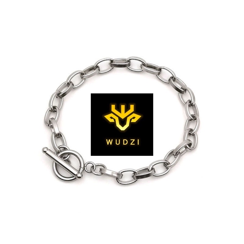 Lắc tay thép titan mắt xích dẹp thời trang Unisex không gỉ phong cách Hàn Quốc