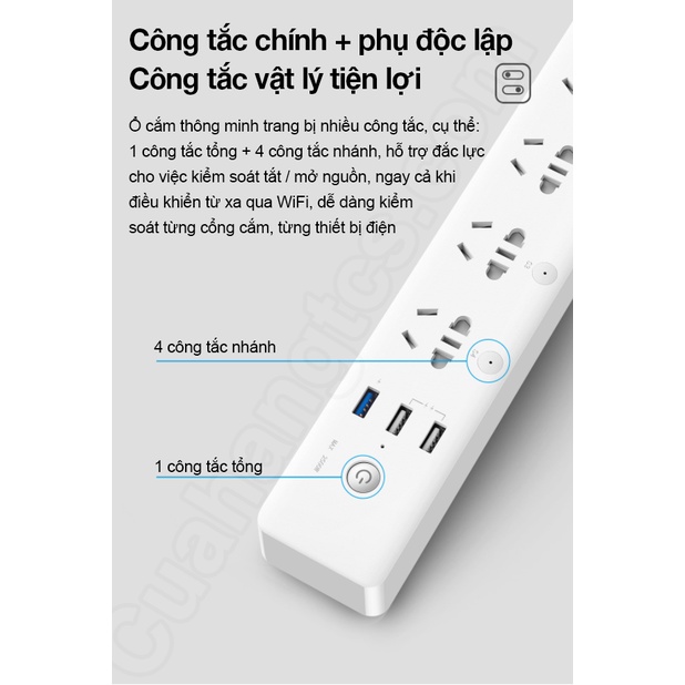 Ổ cắm Xiaomi Gosund Power Strip Wifi thông minh CP5 Wifi 4 ổ 3 USB