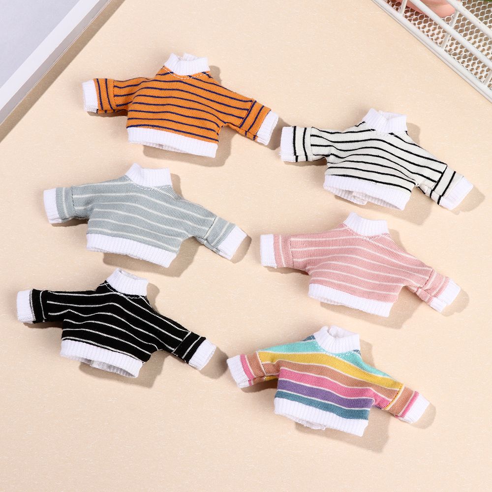 Áo sweater mini kẻ sọc cho búp bê OB11 1/12 DIY