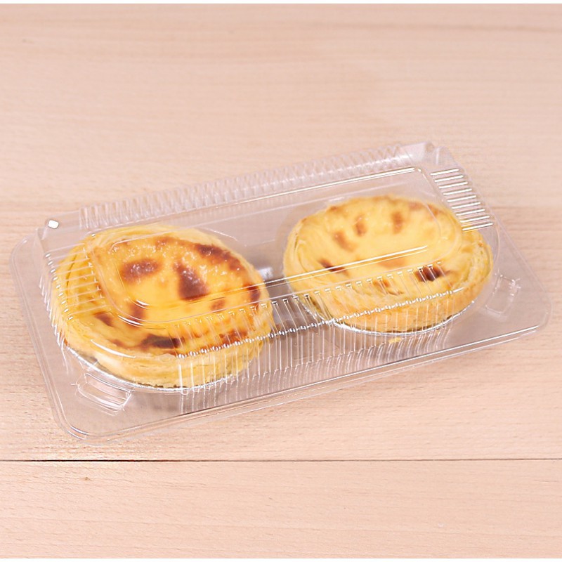(10 cái) Hộp Nhựa Đựng Bánh Tart Trứng, Bánh Bao, Hộp Nhựa 2 ô và 4 ô