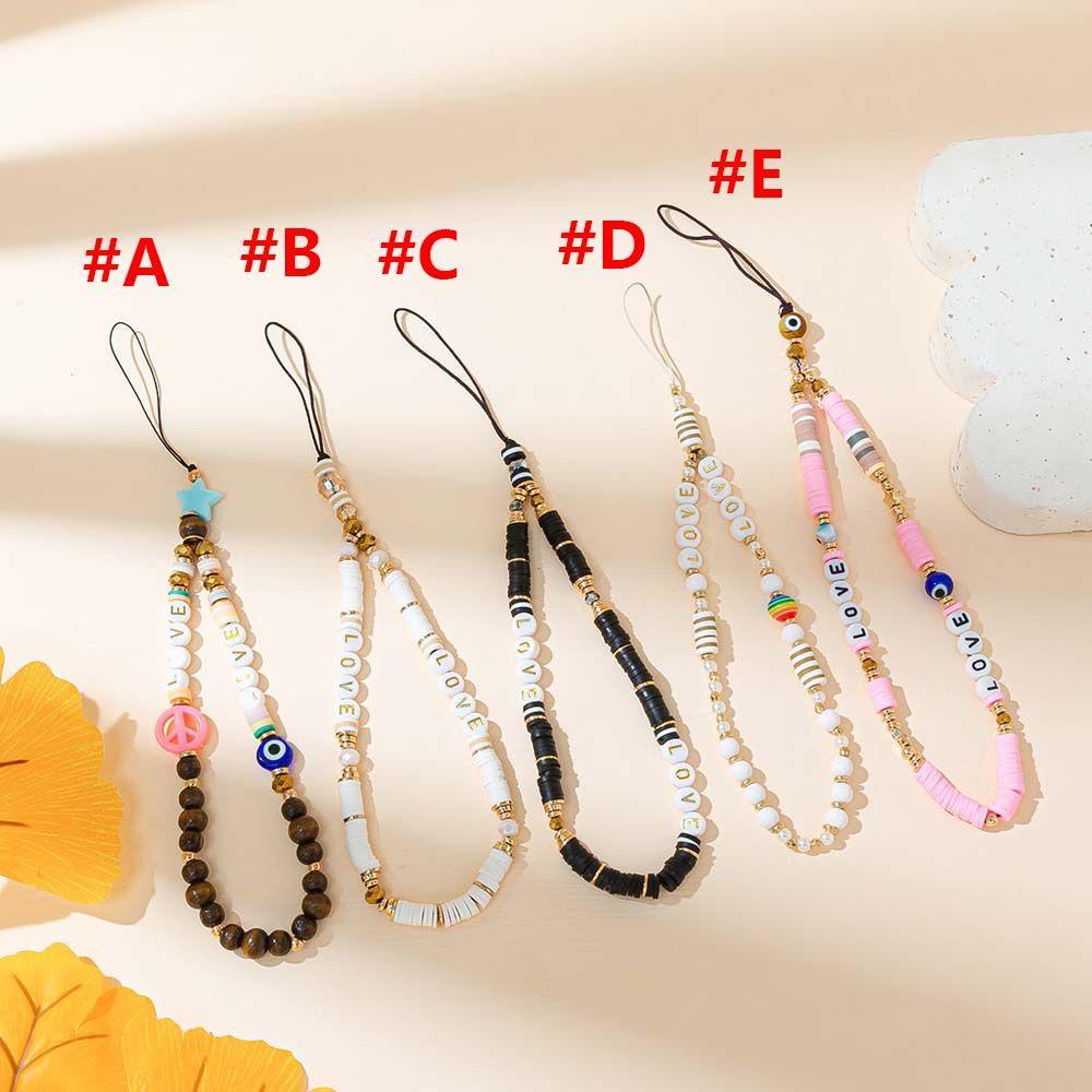 Dây Đeo Điện Thoại Xỏ Hạt Chống Thất Lạc In Chữ Handmade Dễ Thương