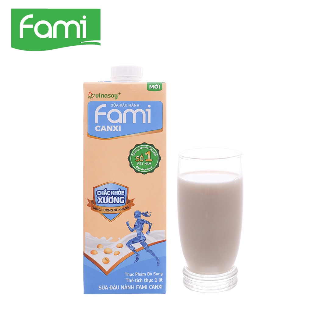 HỘP 1 LÍT SỮA ĐẬU NÀNH FAMI CANXI NGUYÊN VỊ VINASOY