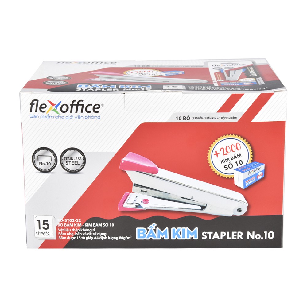 Bộ bấm kim số 10 và kim bấm Flexoffice FO-ST02-S2