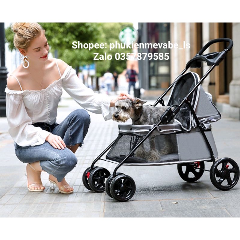 Xe đẩy thú cưng Bello size S gấp gọn cho thú dưới 10kg