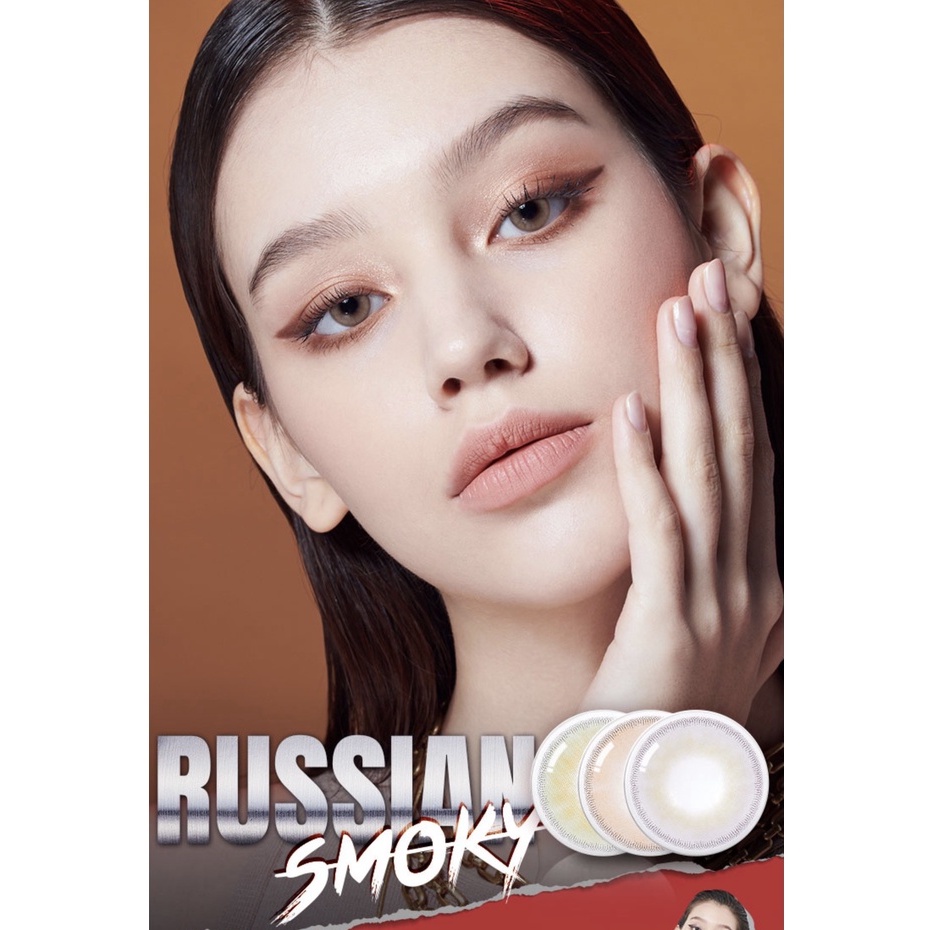 Lens 1 ngày Olens RUSSIAN SMOKY BROWN/GRAY áp tròng 14,2mm, nâu/xám tây long lanh Hàn Quốc, siêu êm đeo 24h