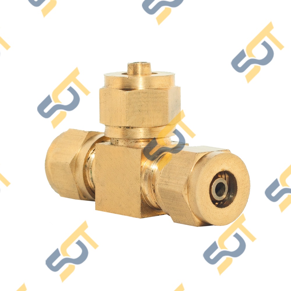 [NỐI CẮM ỐNG] Tê ba đầu nối cắm lòng trong xiết nón cho ống nhựa PU khí nén chất lỏng phun sương hơi nước - Đồng thau