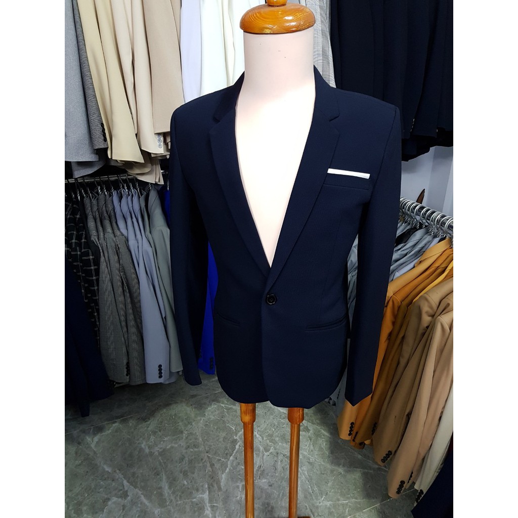 Áo vest nam form ôm body màu xanh đen đậm mềm mịn