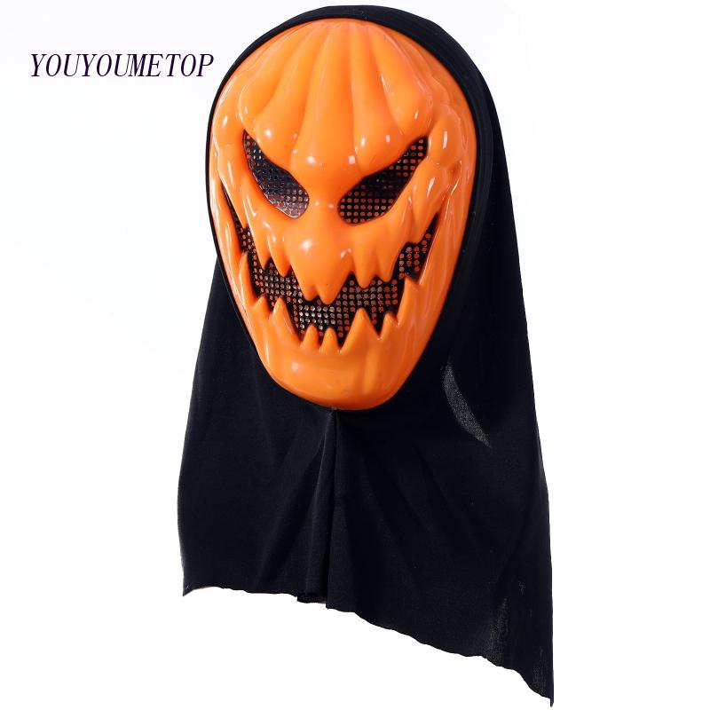 Youyo Mặt Nạ Hóa Trang Halloween Hình Bí Ngô Ác Quỷ Màu Cam Kèm Khăn Turban Cho Tiệc Kinh Dị