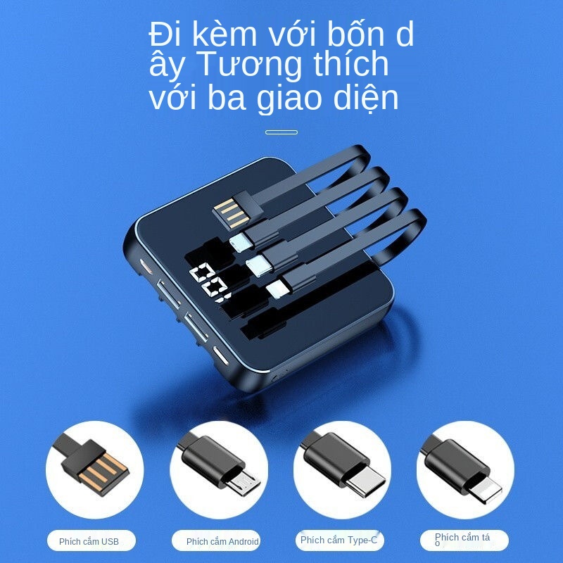 ∈❉Pin sạc dự phòng 20000 mAh tặng kèm 4 dây mini siêu mỏng dung lượng lớn 10.000 nhanh cho dế yêu