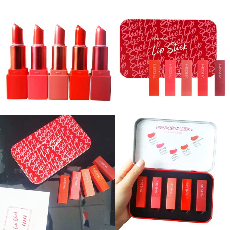 Bộ sưu tập 5 son Missha Mini More Lip Stick