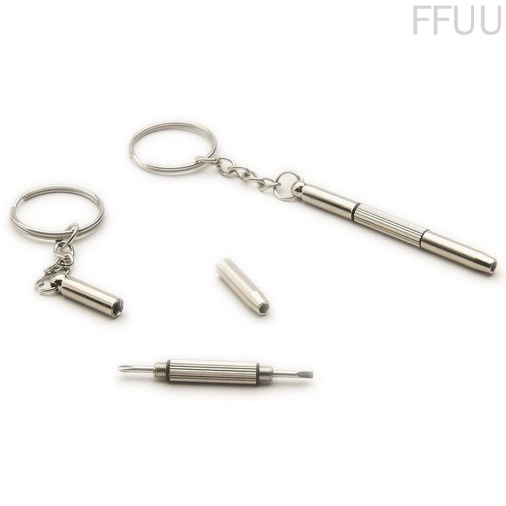 Móc khoá tuốc nơ vít 3 trong 1 bằng kim loại dùng sửa chữa đồng hồ / mắt kính / điện thoại