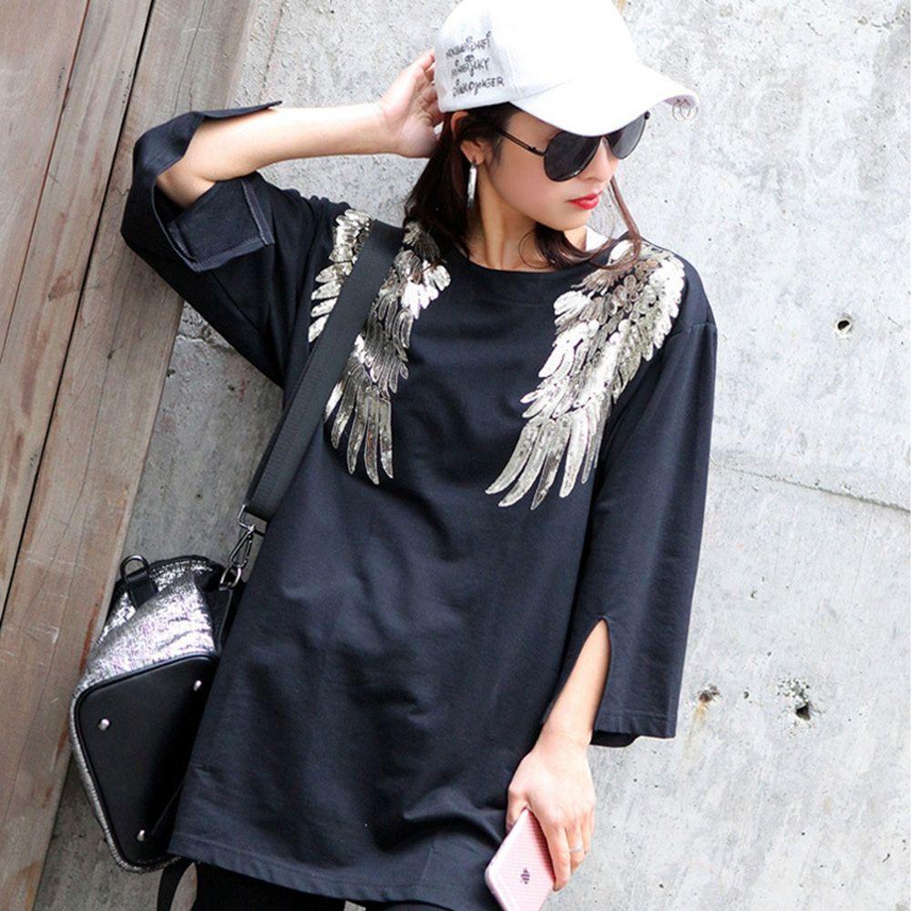 MXGOODS 1 Cặp Miếng Dán Ủi Trang Trí Quần Áo Hình Đôi Cánh Thiên Thần Màu Đen