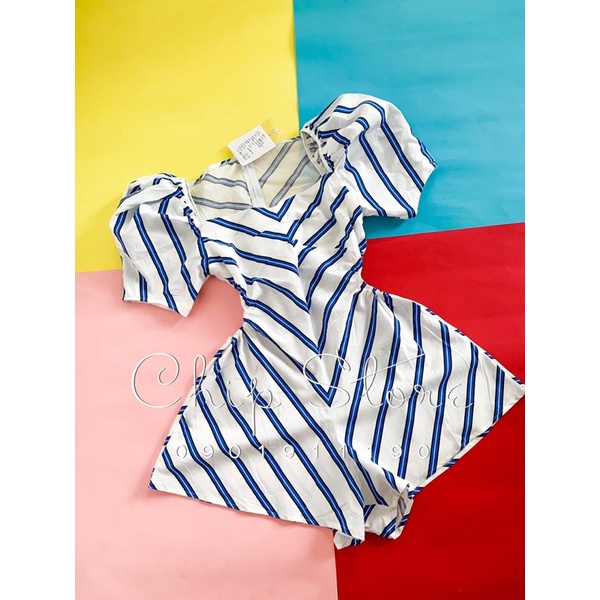 JUMSUIT LIỀN KẺ SỌC RÚT EO LẠ MẮT