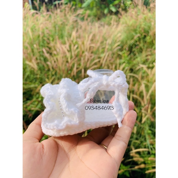 Giày len bèo bé gái sơ sinh 0-18m