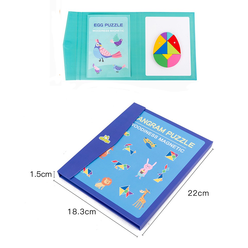 BỘ XẾP HÌNH SÁNG TẠO TANGRAM 7 MẢNH CÓ NAM CHÂM - ĐỒ CHƠI GHÉP GỖ CHO BÉ TĂNG TINH SÁNG TẠO VÀ TƯ DUY