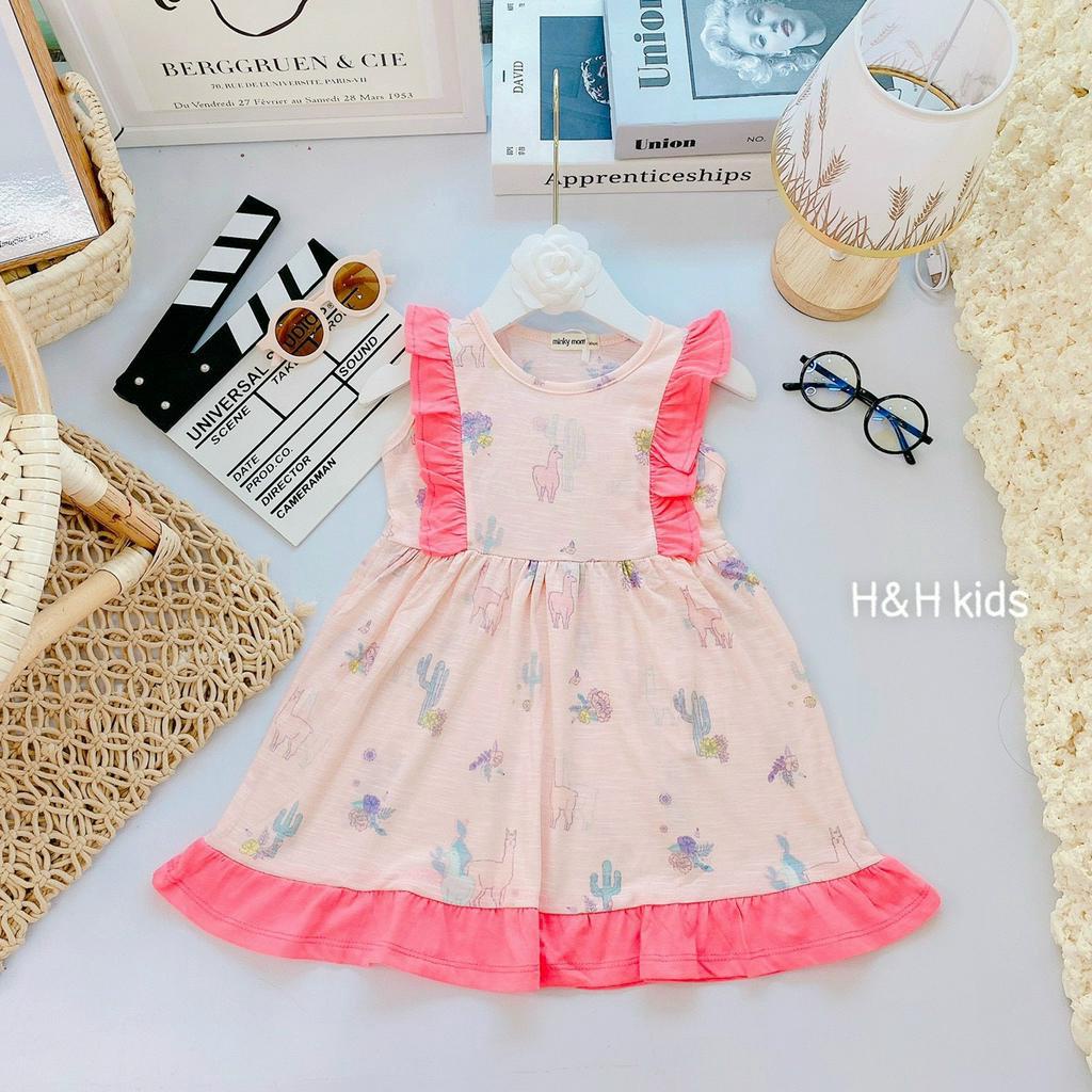 [ Bé 10-20kg ] Đầm váy cotton xuất 2 dây bảng to và 2 dây cánh tiên nơ to trước ngực cho bé gái